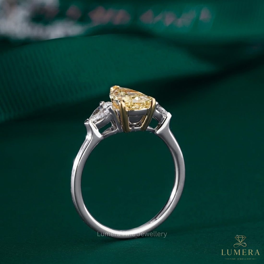 fancy color diamond ring with solid gold ring.
