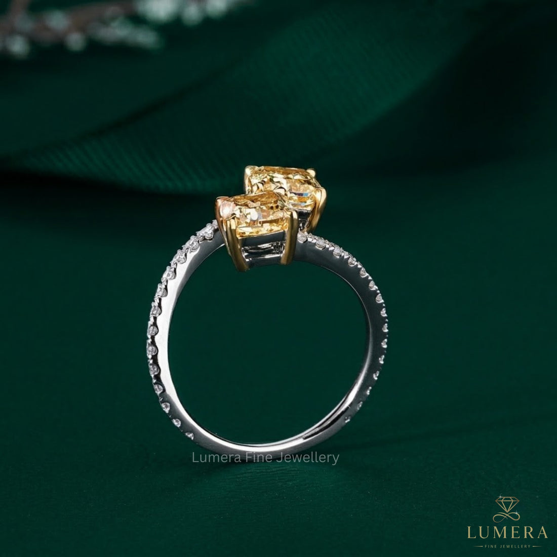 two stone engagement ring with you and me ring.