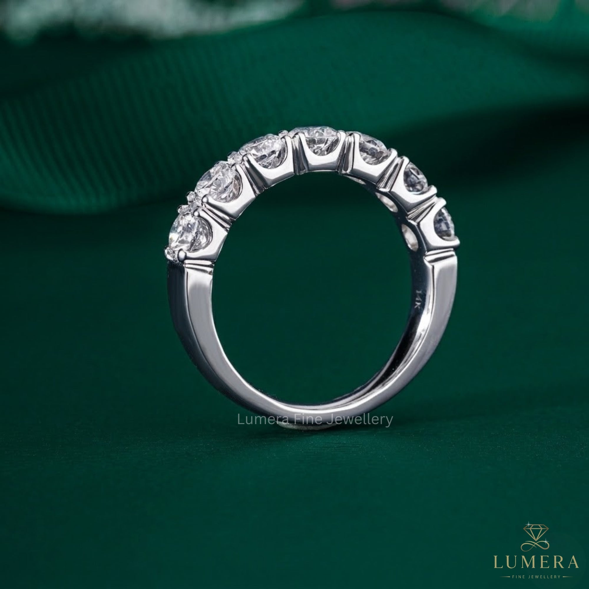 1.0 TCW Round Cut Lab Grown Diamond Half Eternity Wedding Band
