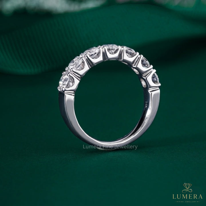 1.0 TCW Round Cut Lab Grown Diamond Half Eternity Wedding Band