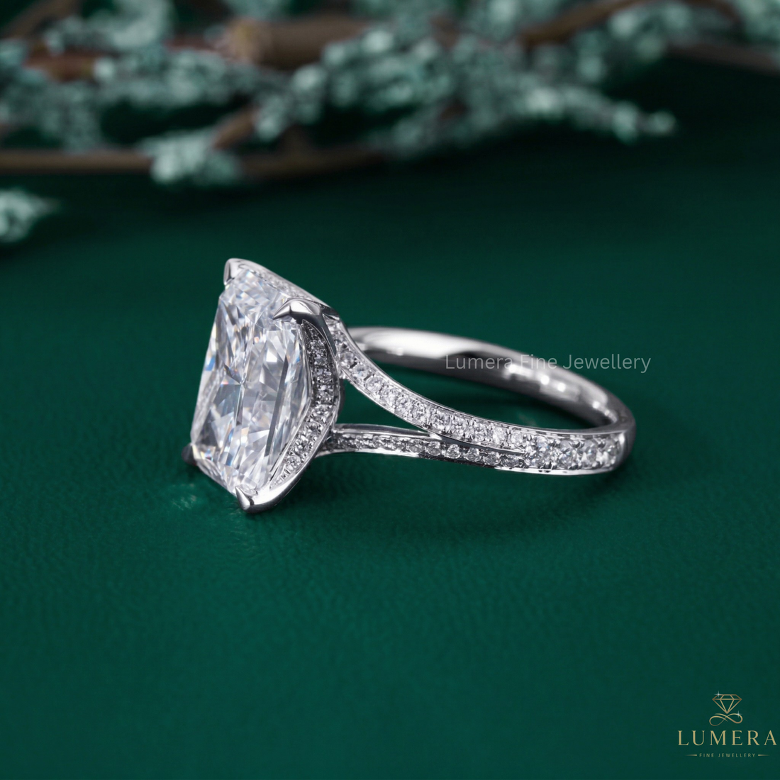 split shank pave ring with wrap engagement ring.