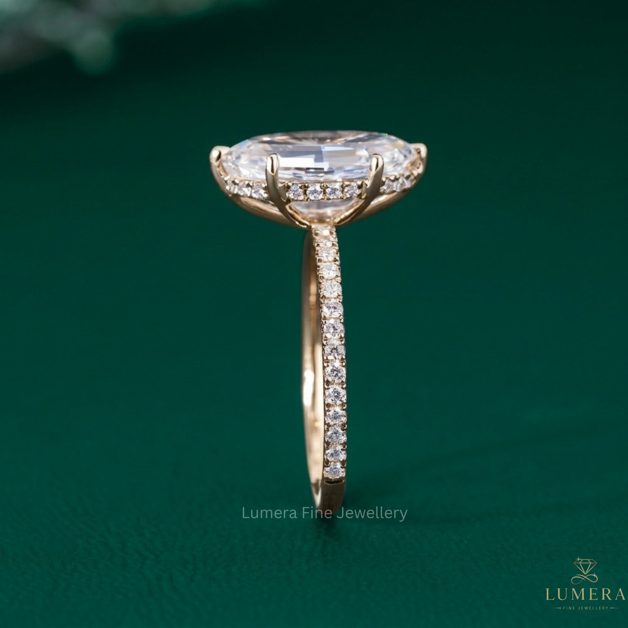 hidden halo ring with pave setting ring.