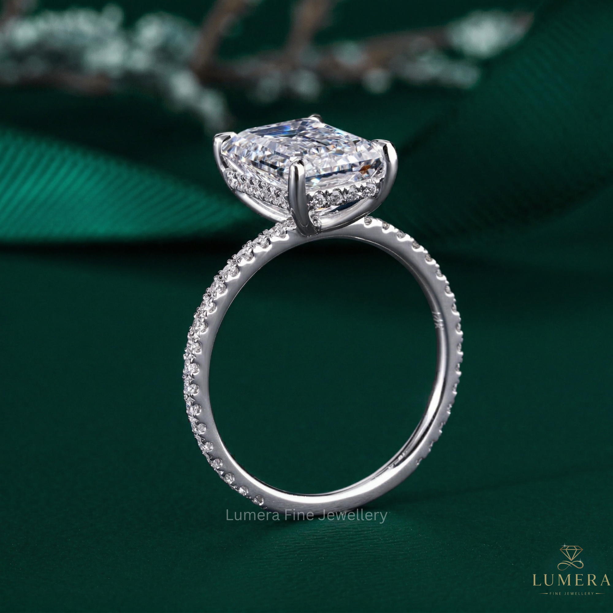 Pave diamond ring with Pave band ring.