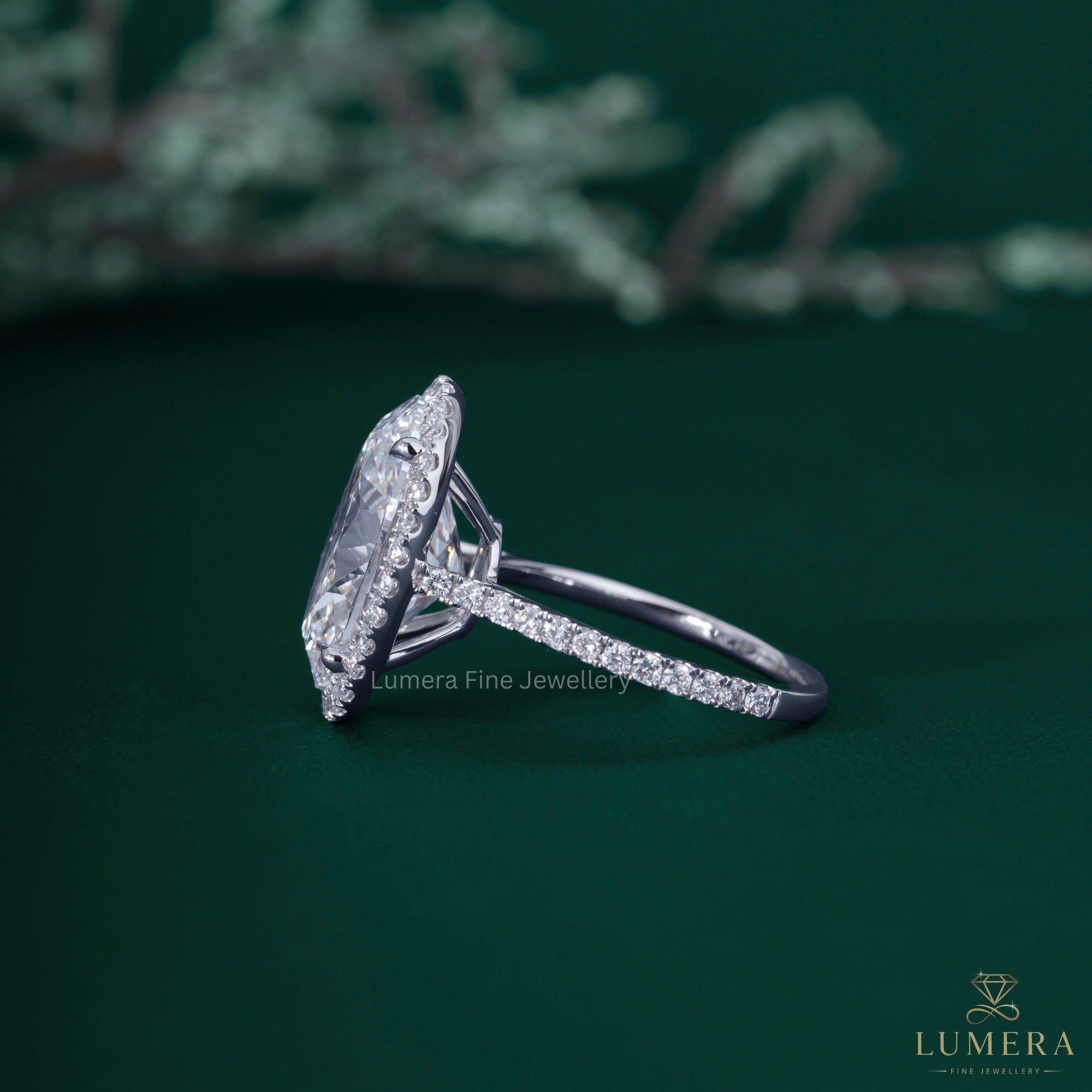 Pave ring with pave setting engagement ring.