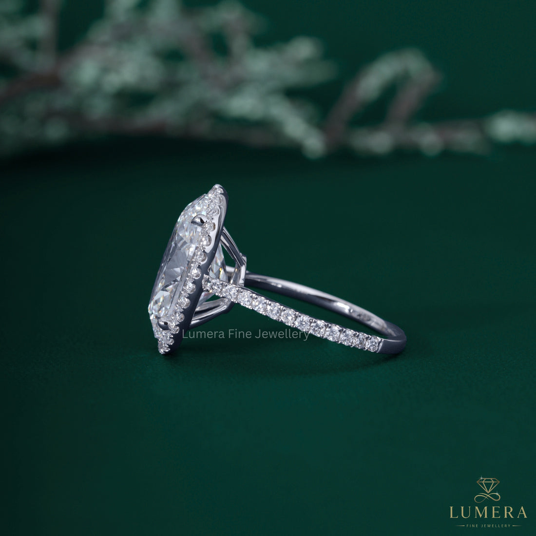 Pave ring with pave setting engagement ring.