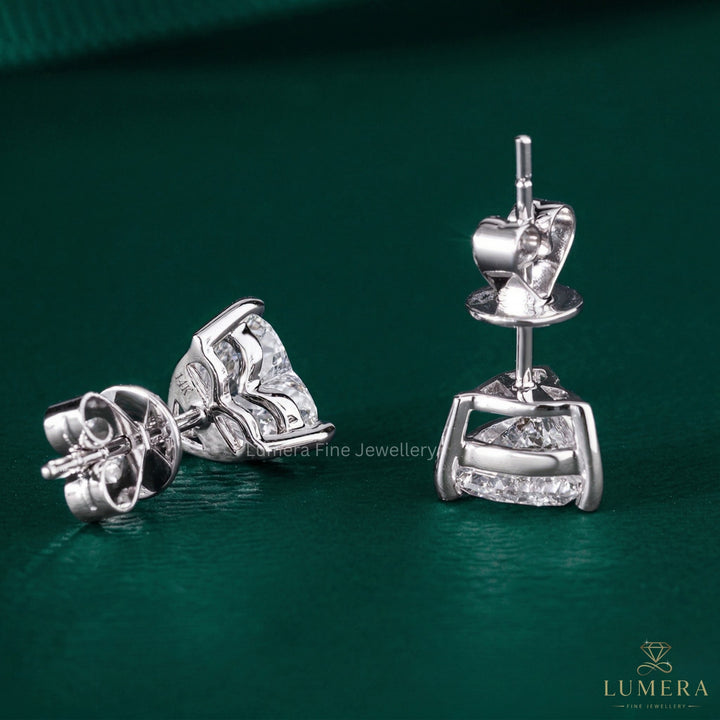 2.20 TCW Lab Grown Diamond Heart Cut Stud Earrings