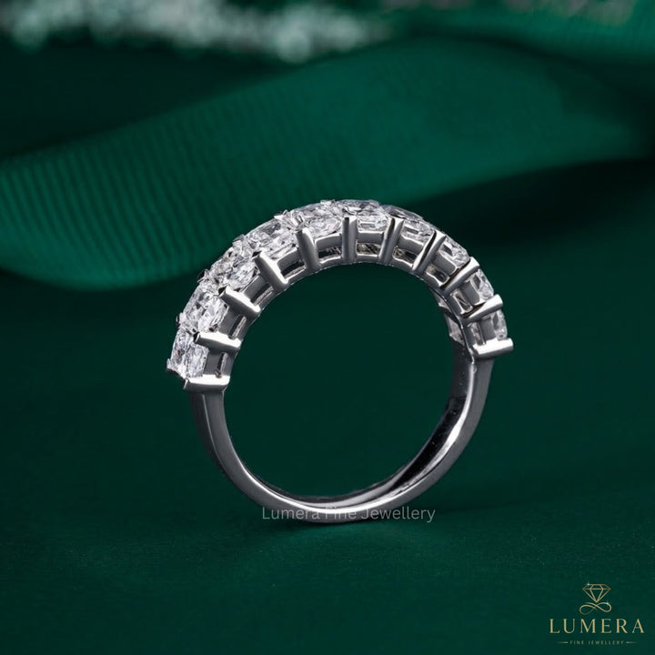 1.50 TCW Radiant Cut Half Eternity Minimalist Anniversary Ring Wedding Band