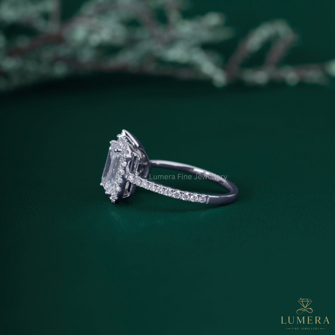 Emerald cut ring with emerald diamond engagement ring.