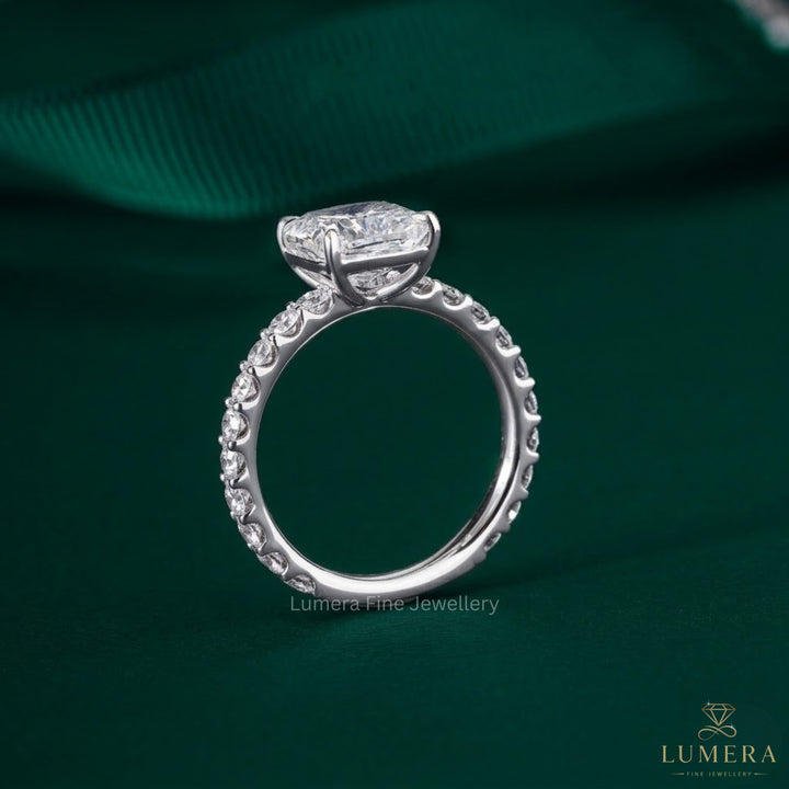 3.00 CT Pear Shape Lab Grown Diamond Hidden Halo Engagement Ring