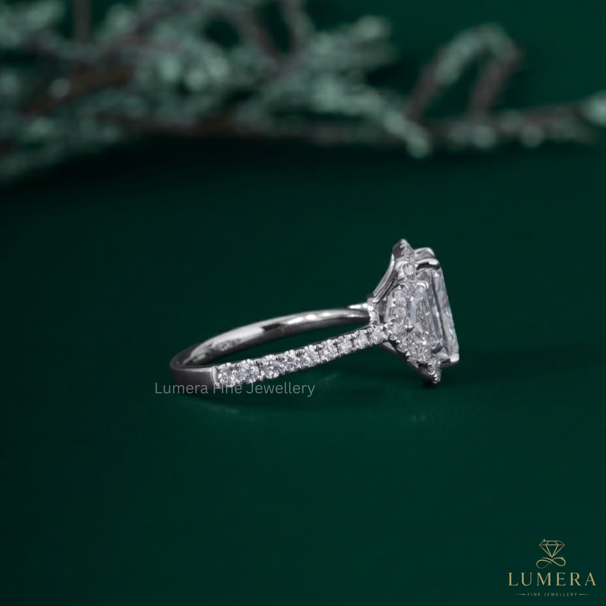 Cadillac cut side stone with Cadillac stones ring.