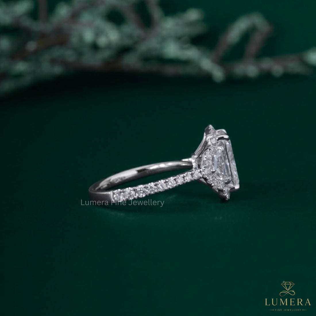 Cadillac cut side stone with Cadillac stones ring.