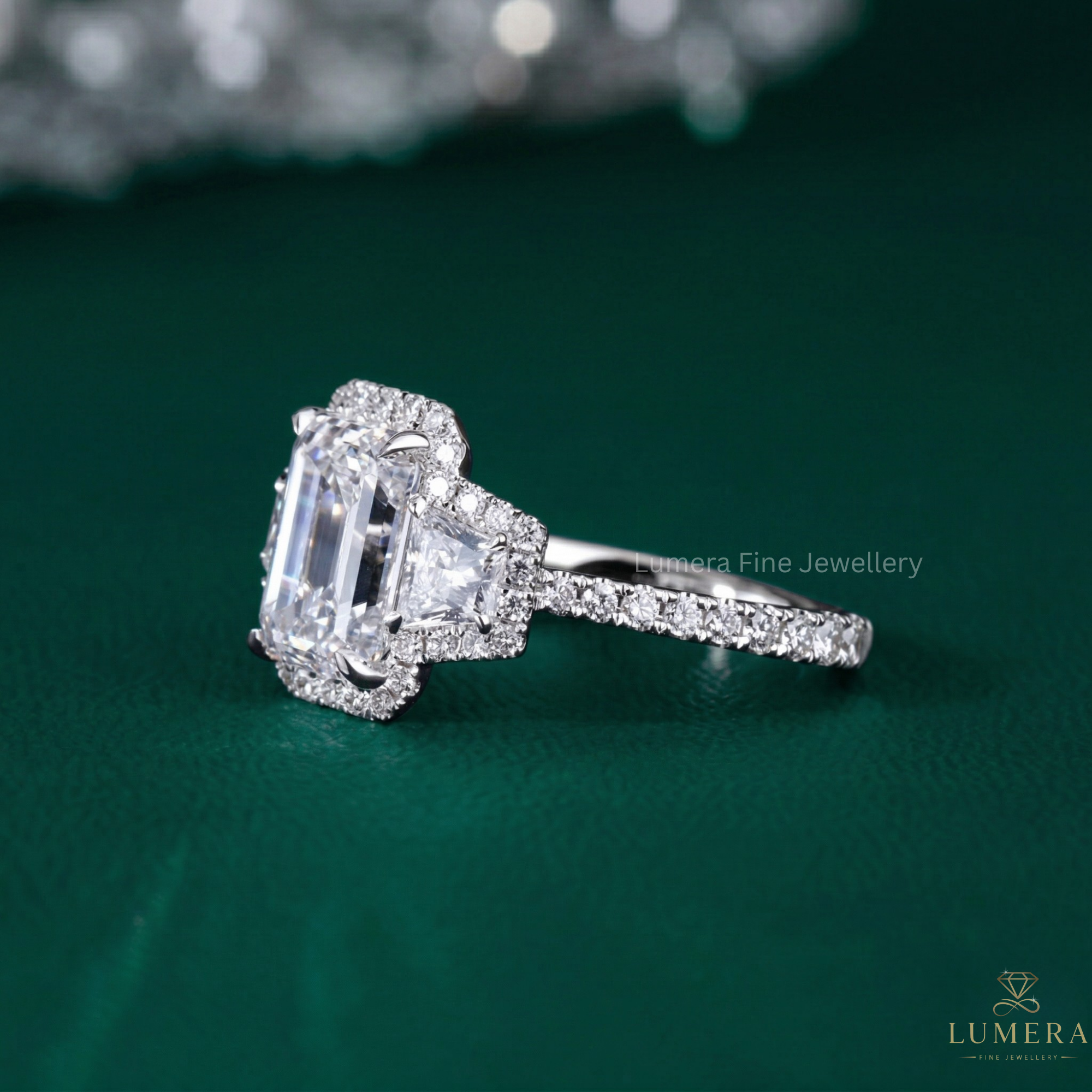 halo engagement ring with halo ring.