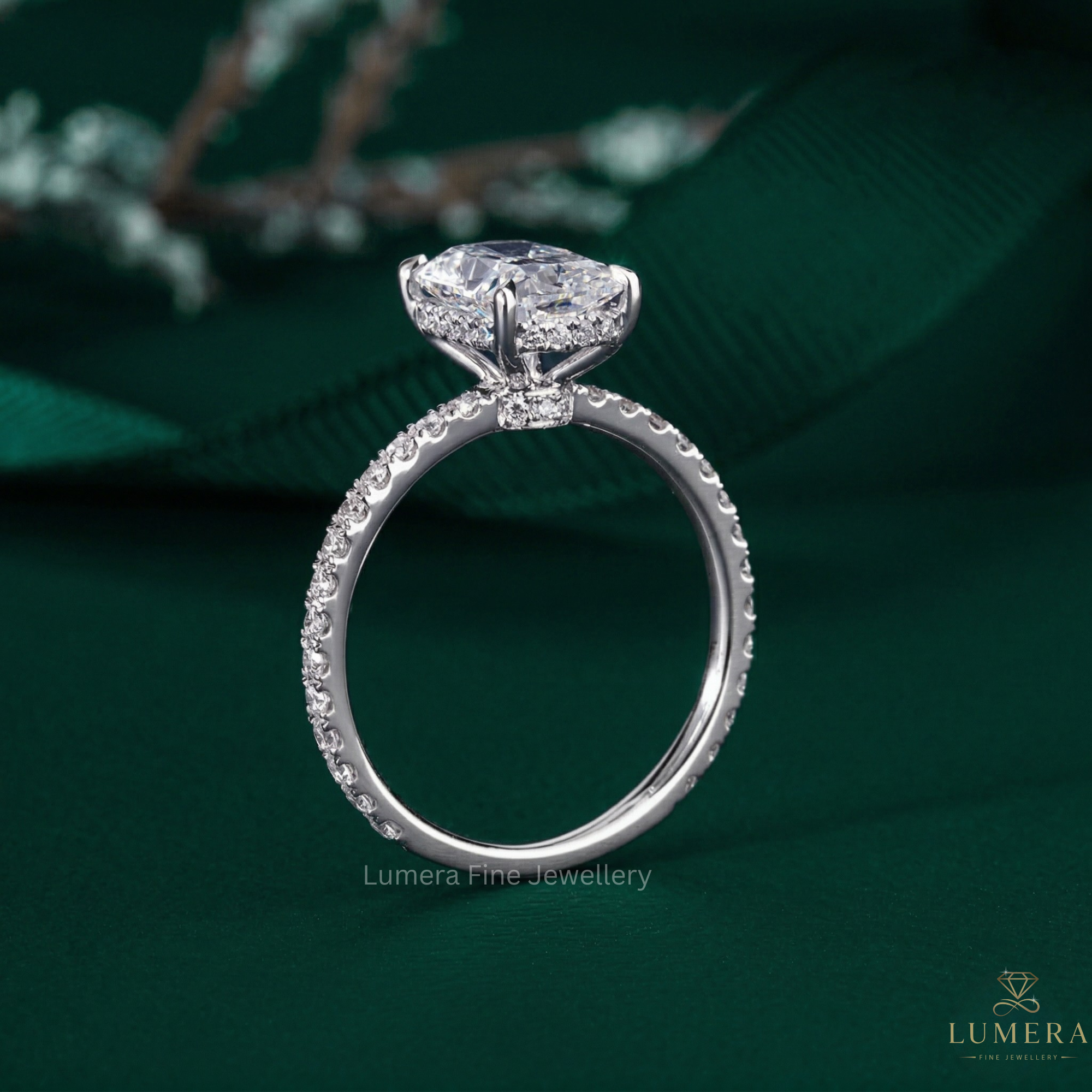 lumera diamond ring in Hidden Halo Engagement Ring style.
