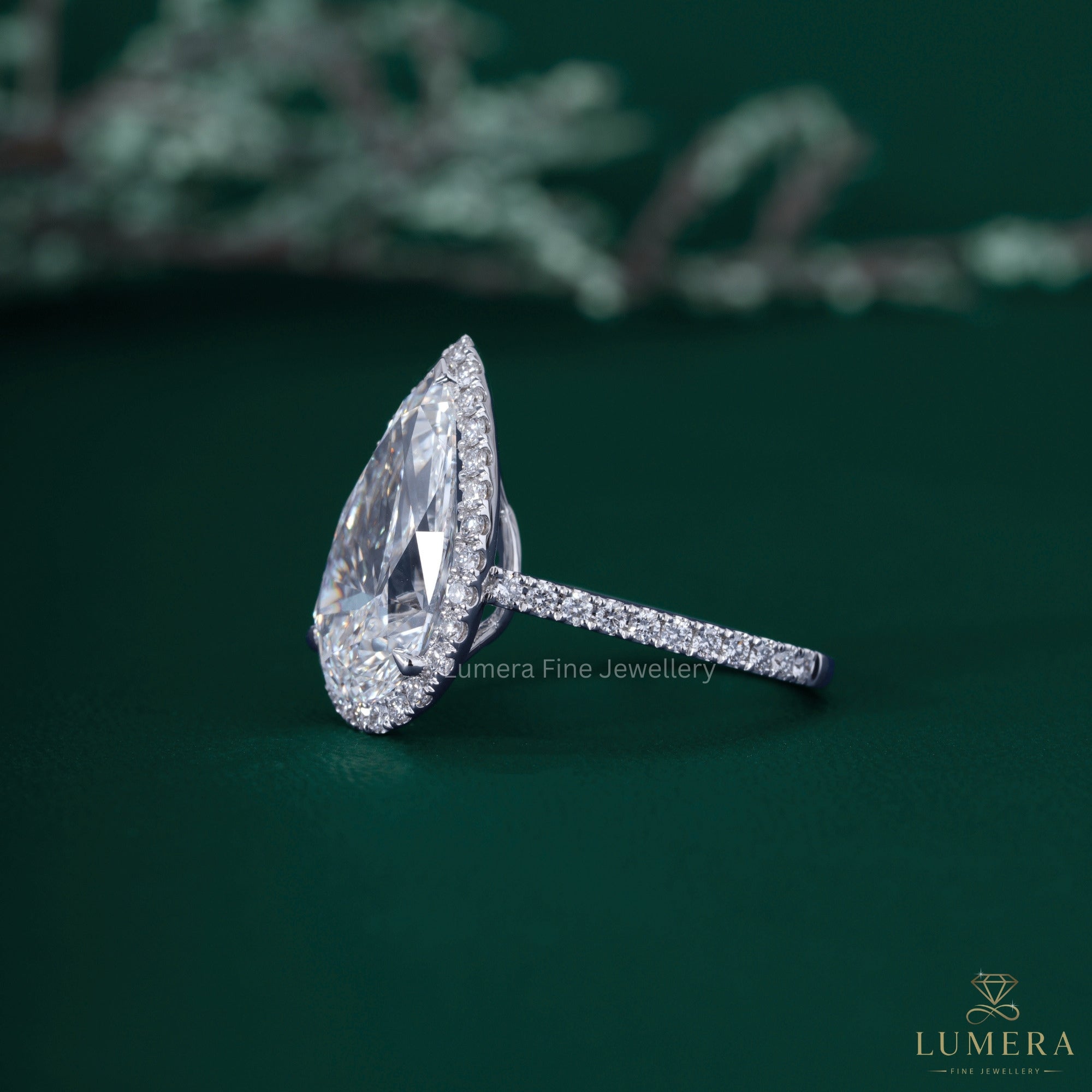 Halo diamond ring with halo engagement ring.