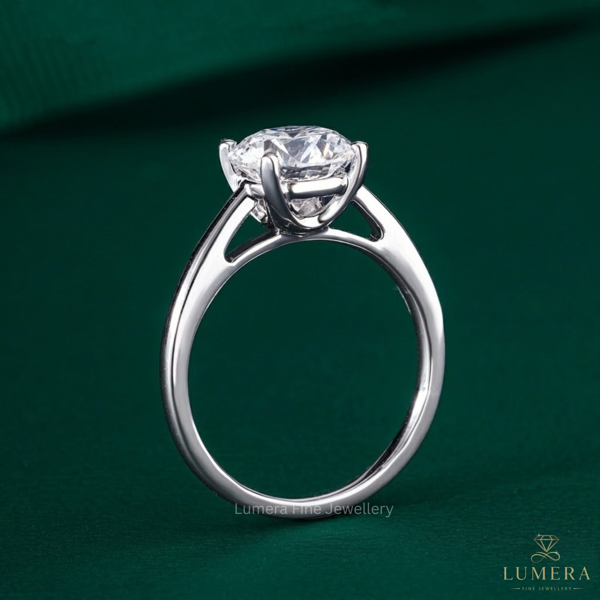 solitaire engagement ring on simple ring style.
