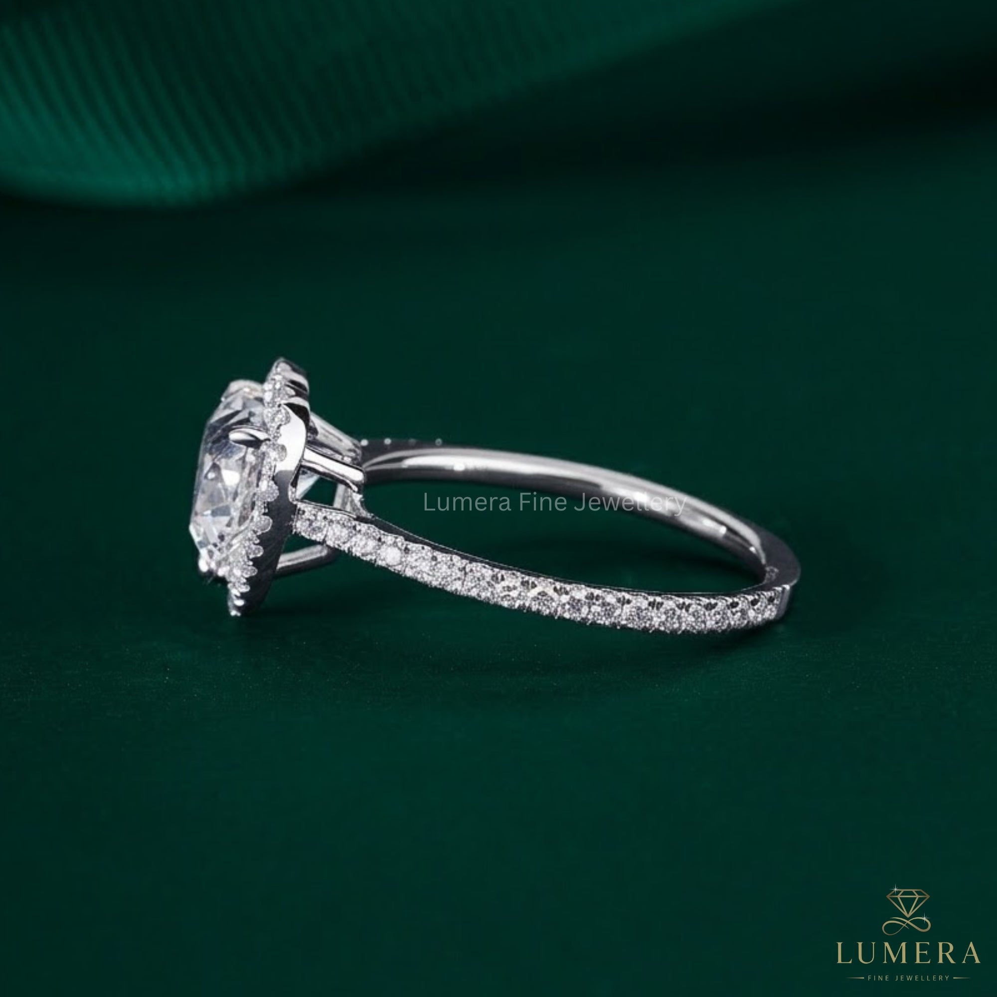 3.00 CT Romantic Heart Cut Diamond in with Sparkling Pave Shank Engagement ring