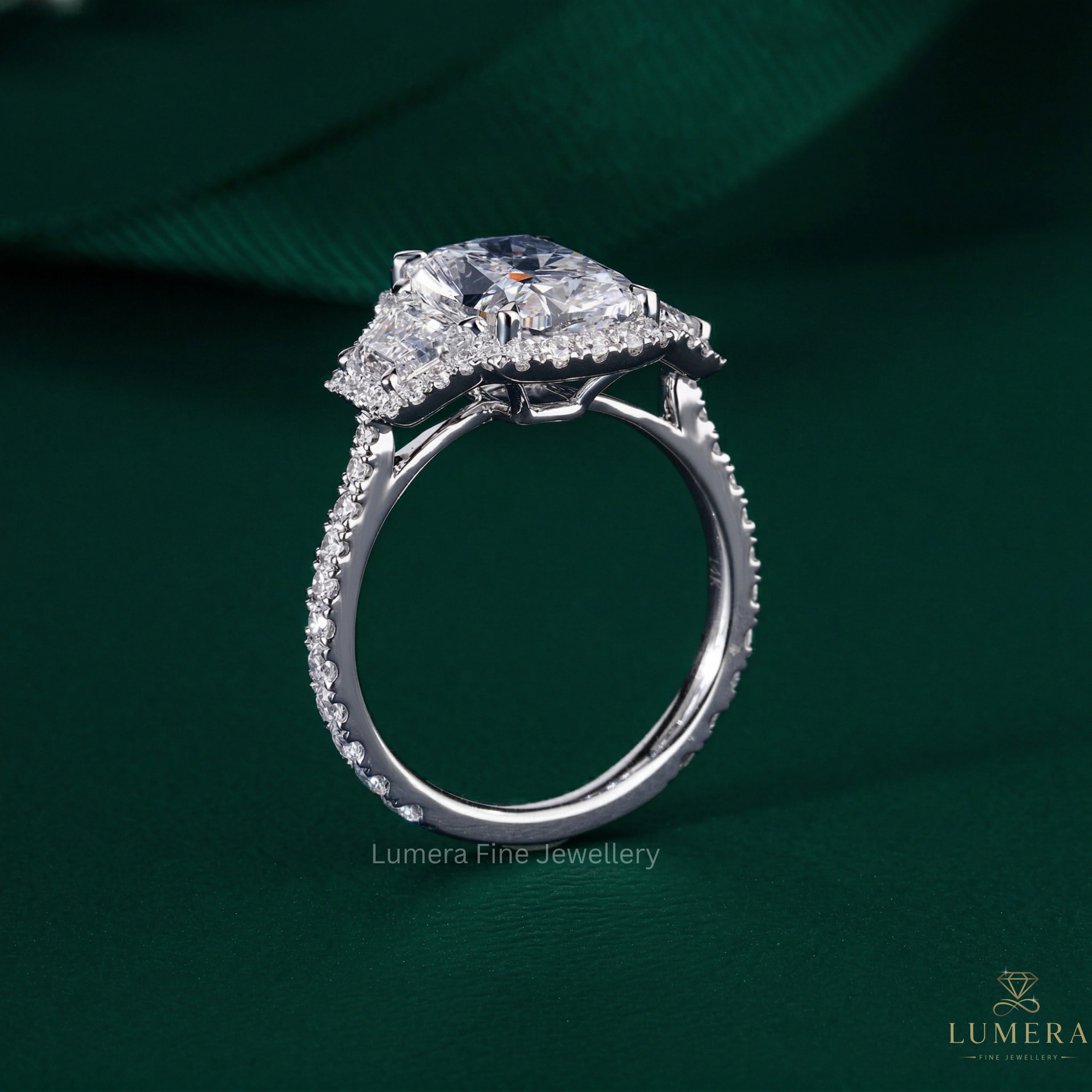 pave set engagement ring with IGI Certified.
