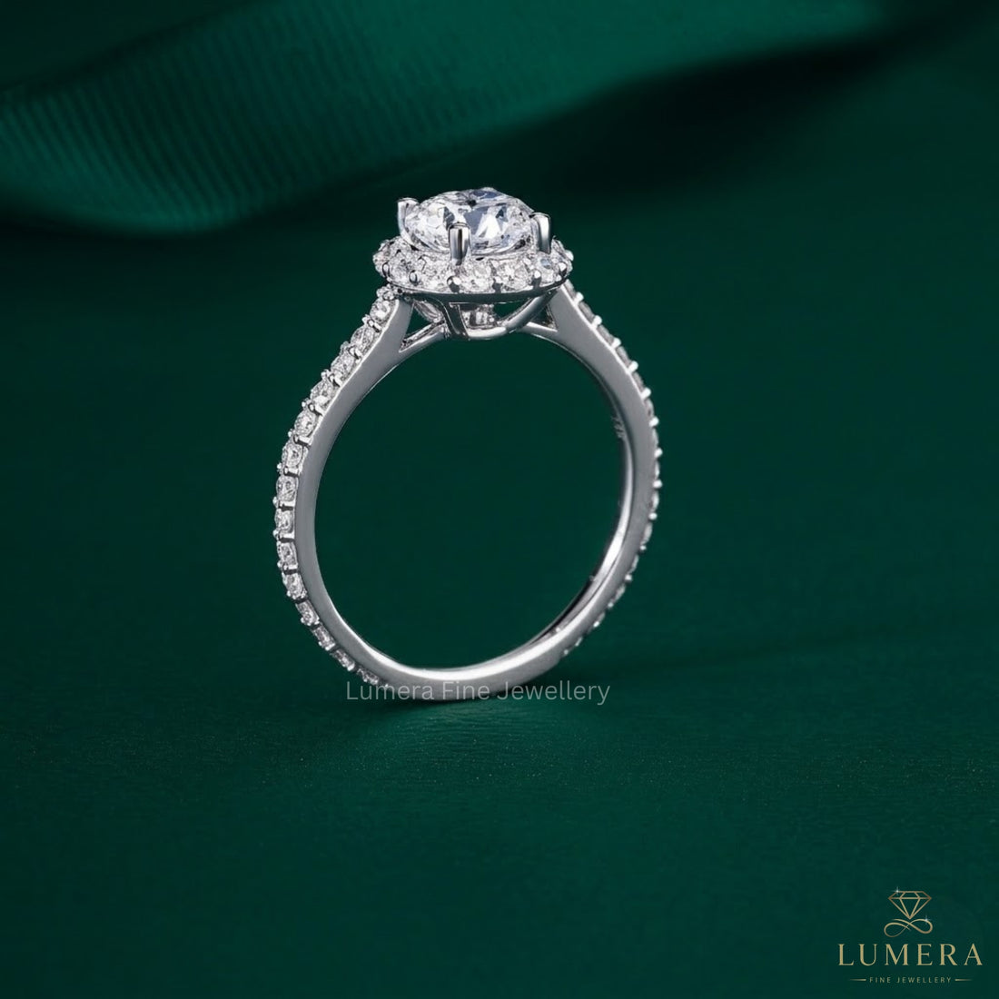 1.0 CT Round Cut  Diamond , Halo & Pave Engagement Ring