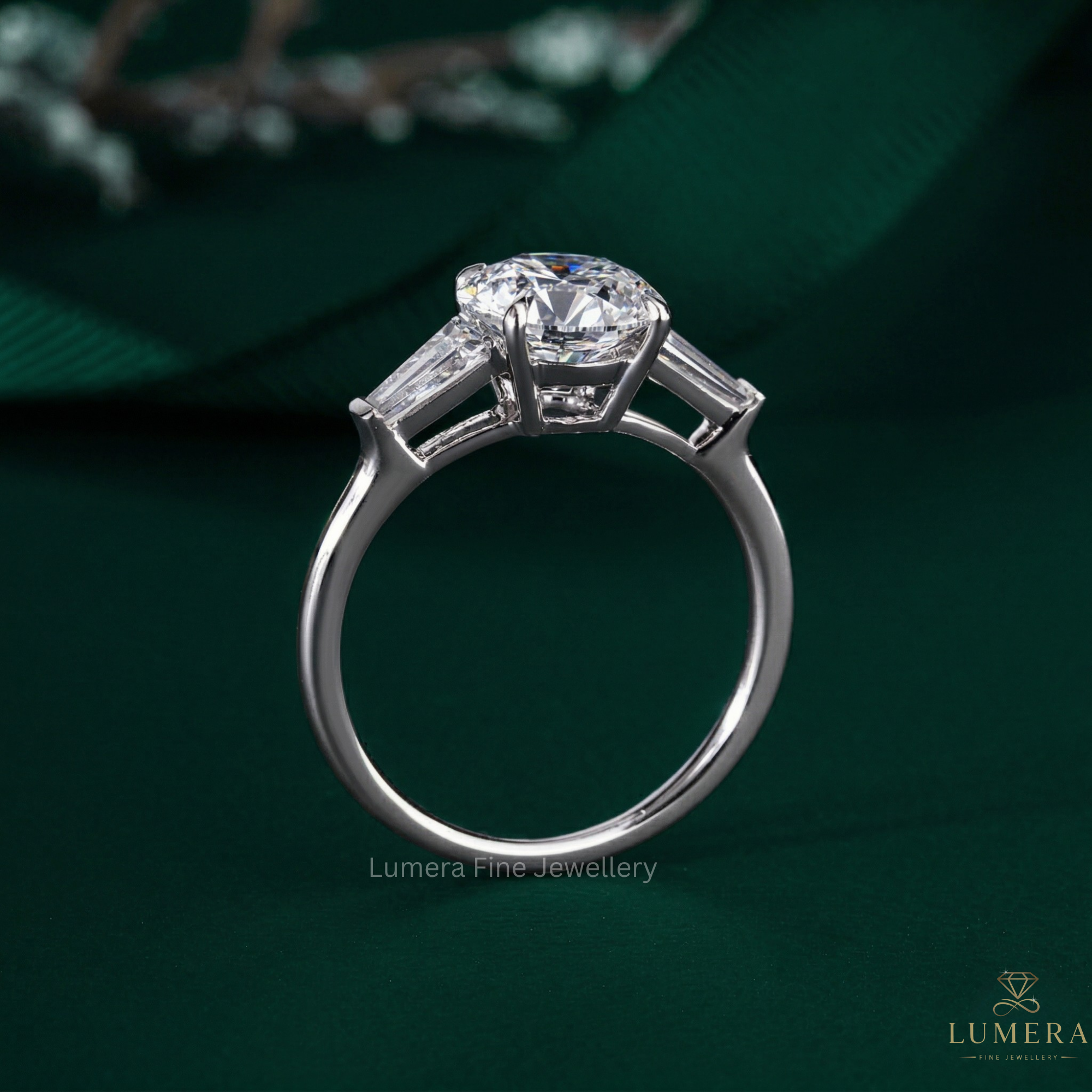 4 prong setting on solid gold ring.