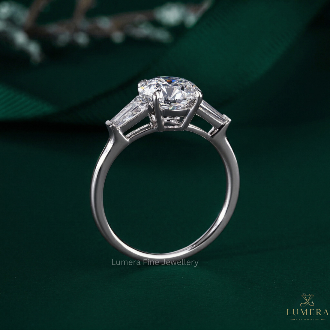 4 prong setting on solid gold ring.
