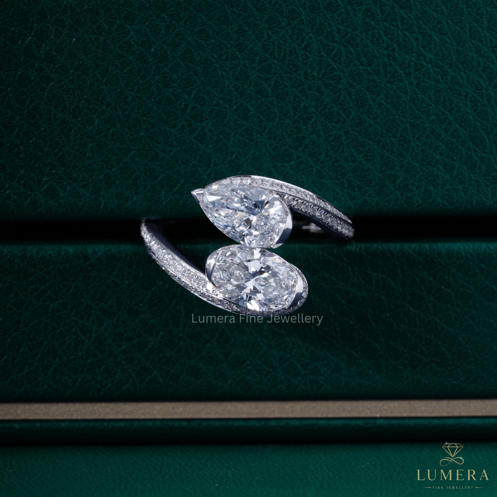 Almond diamond ring with Oval cut engagement ring.