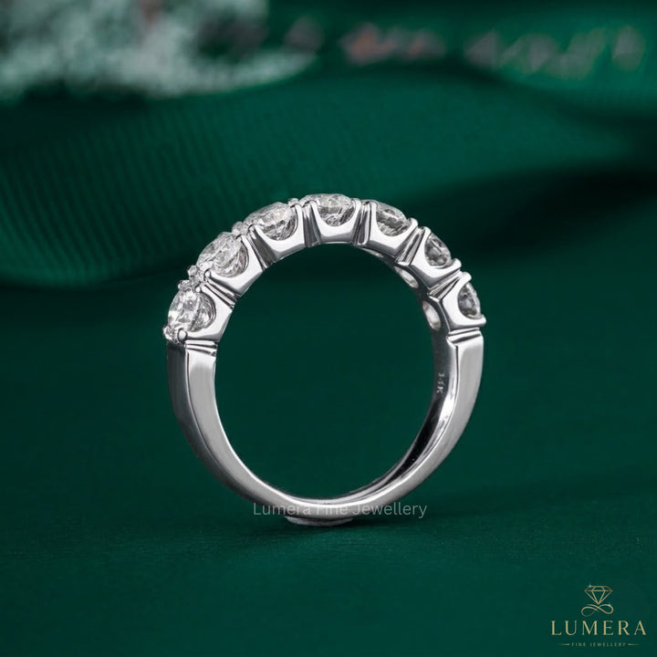 1.7 TCW Round Cut Lab Grown Diamond Half Eternity Sparkling Wedding Band