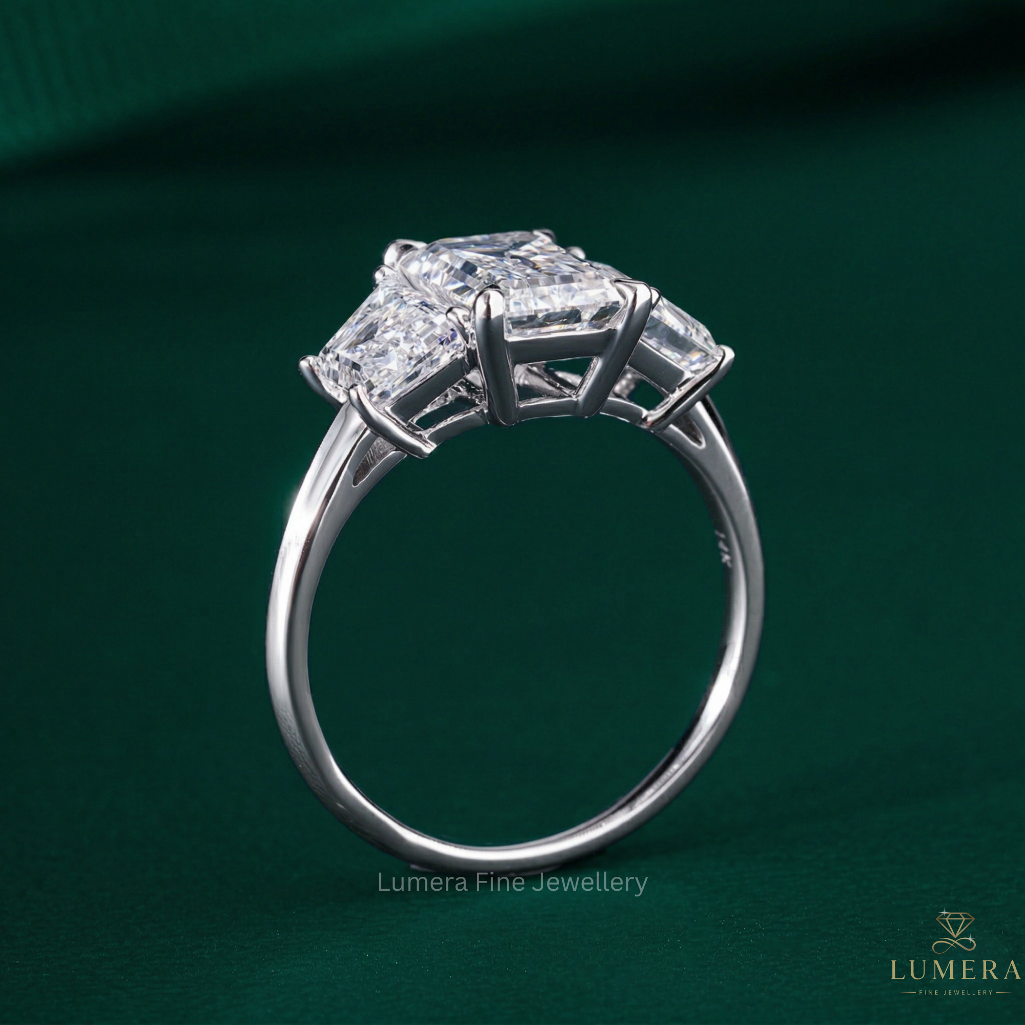 trillion cut diamond ring with trillion engagement ring.