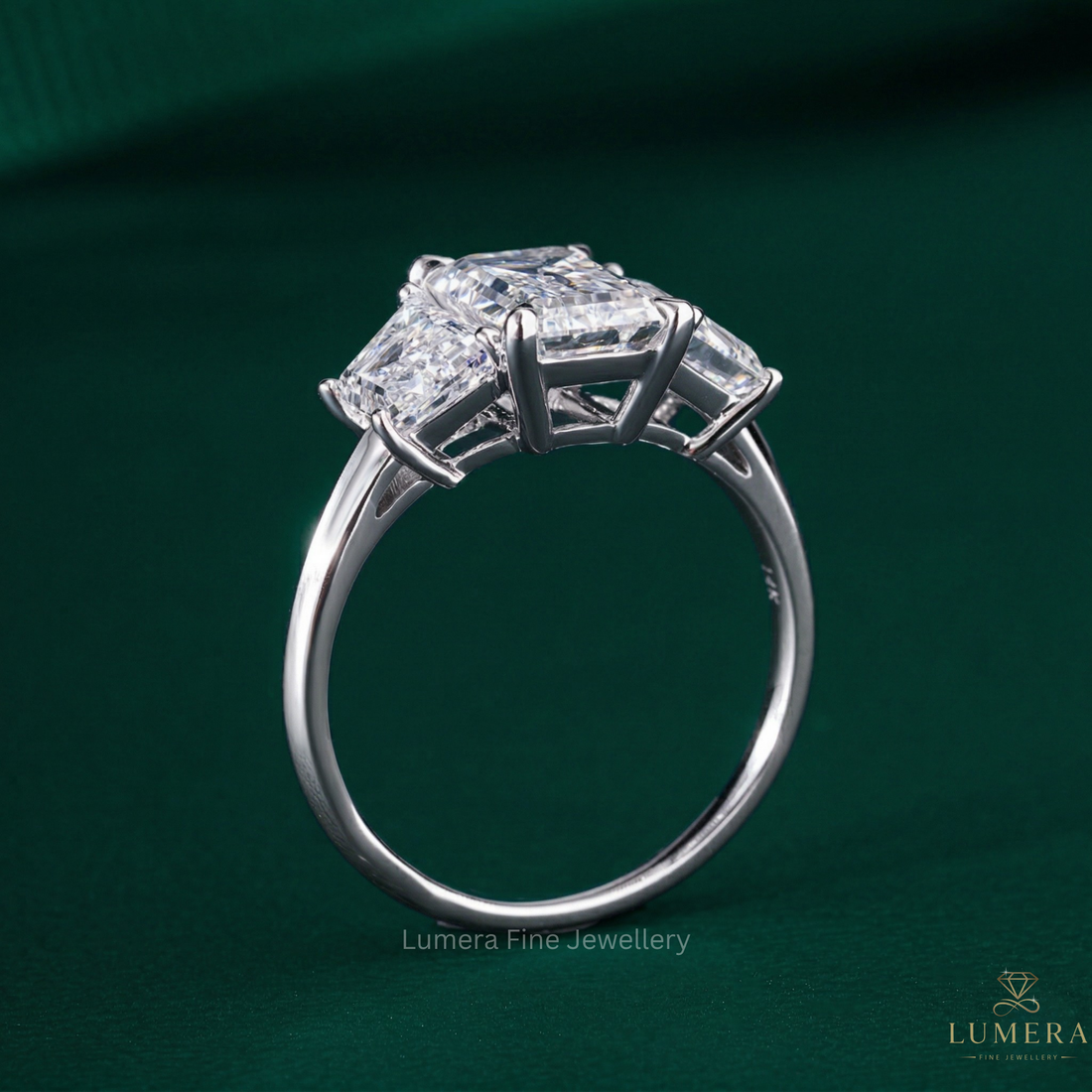 trillion cut diamond ring with trillion engagement ring.