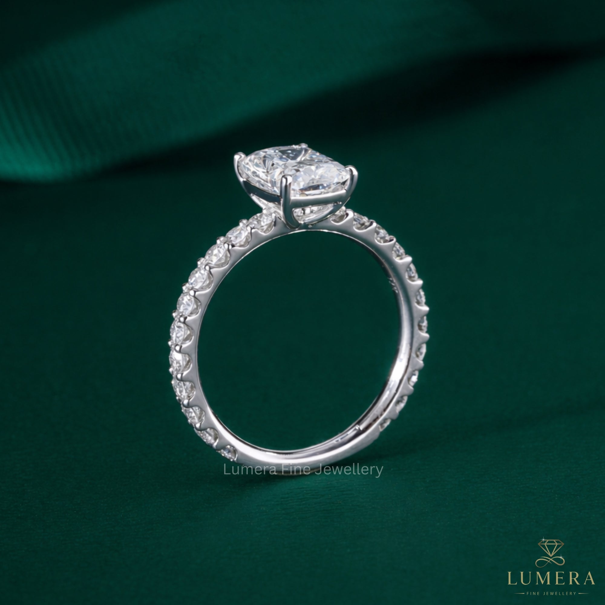 U prong pave band with pave setting band.