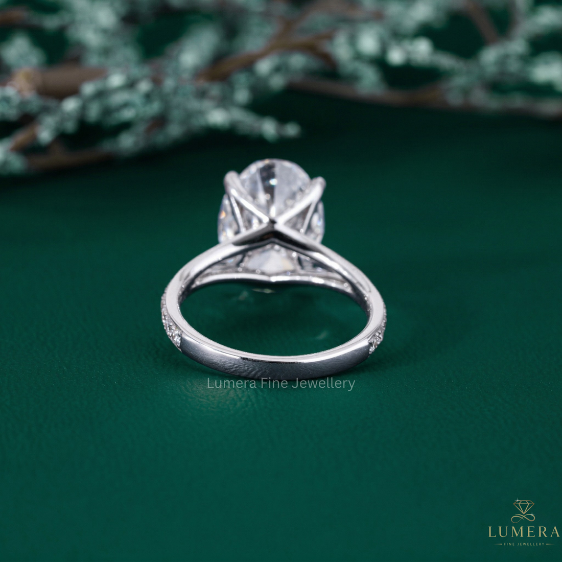 pave diamond ring with pave engagement ring.