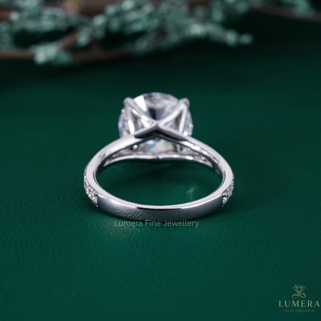 pave diamond band with pave engagement ring.