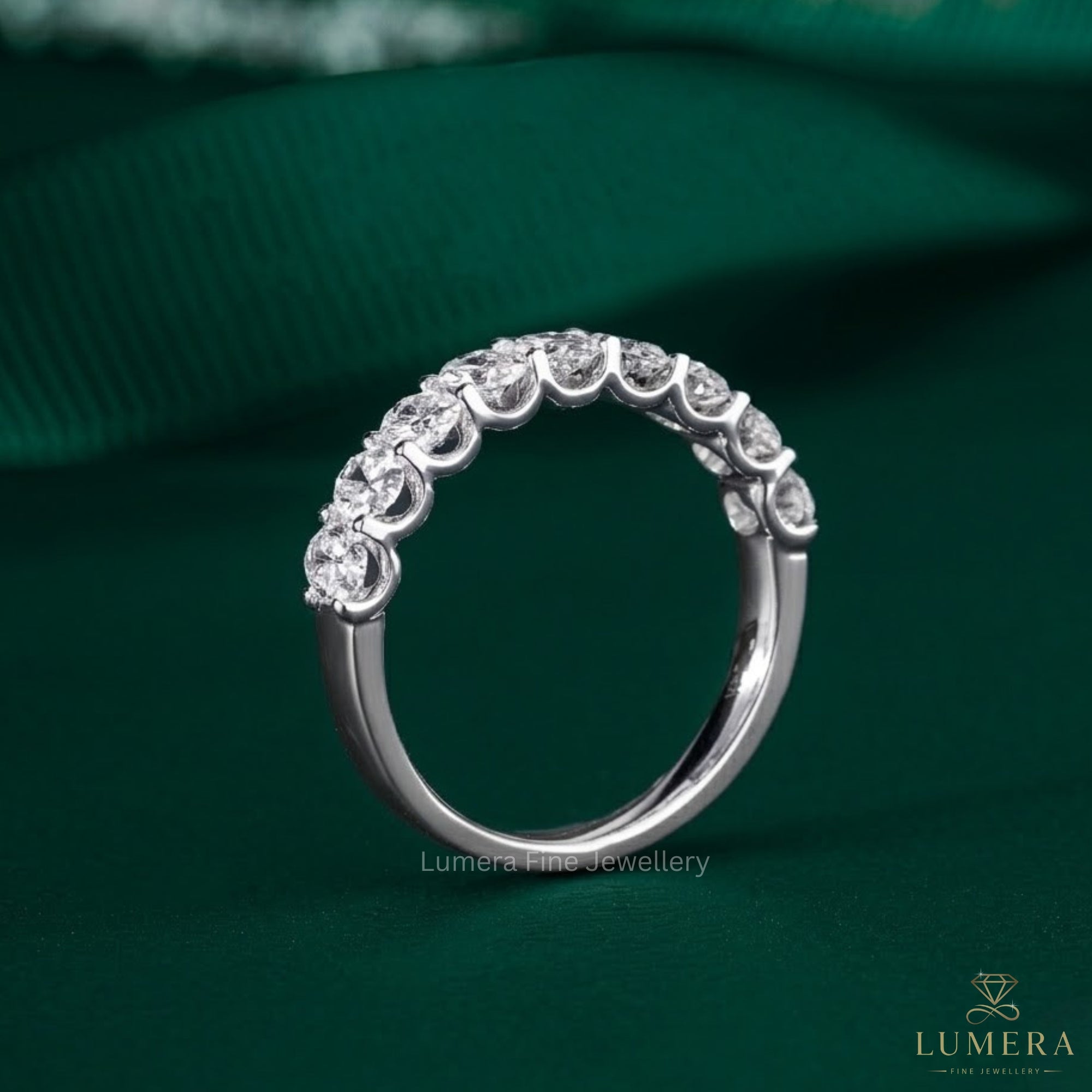 0.70 TCW Oval Cut Lab Grown Diamond Delicate Wedding Band