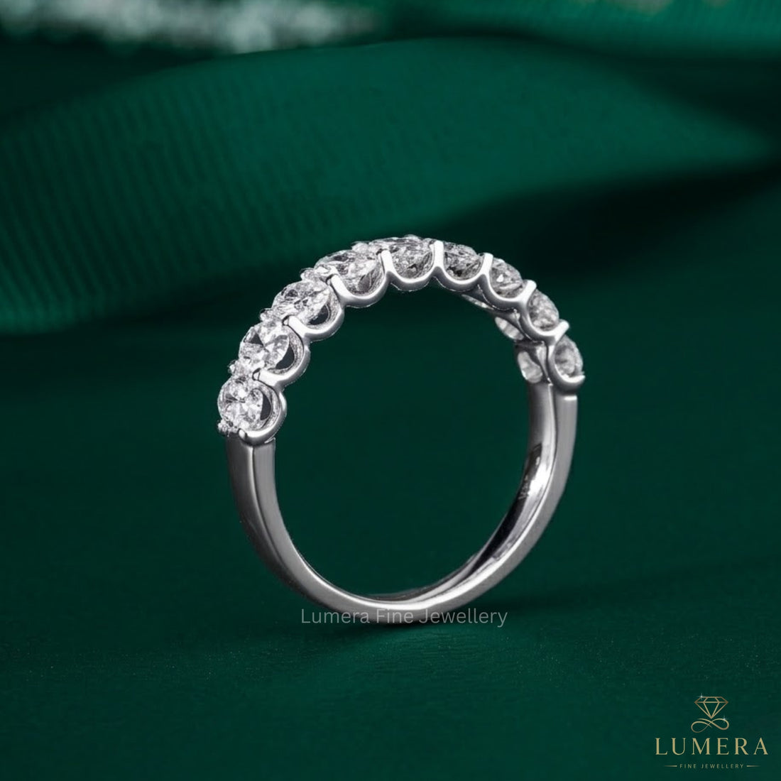 0.70 TCW Oval Cut Lab Grown Diamond Delicate Wedding Band