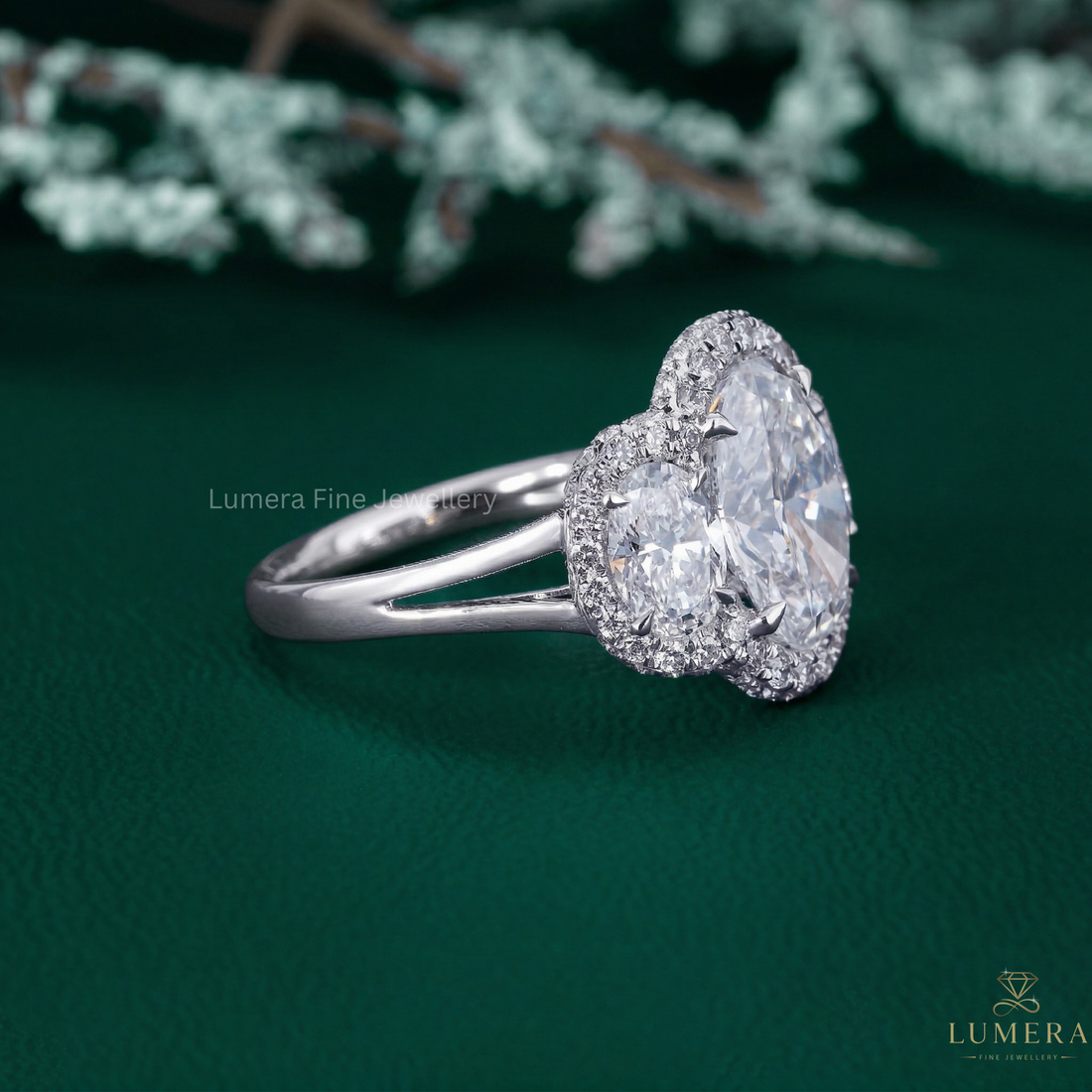halo engagement ring with halo diamond ring.