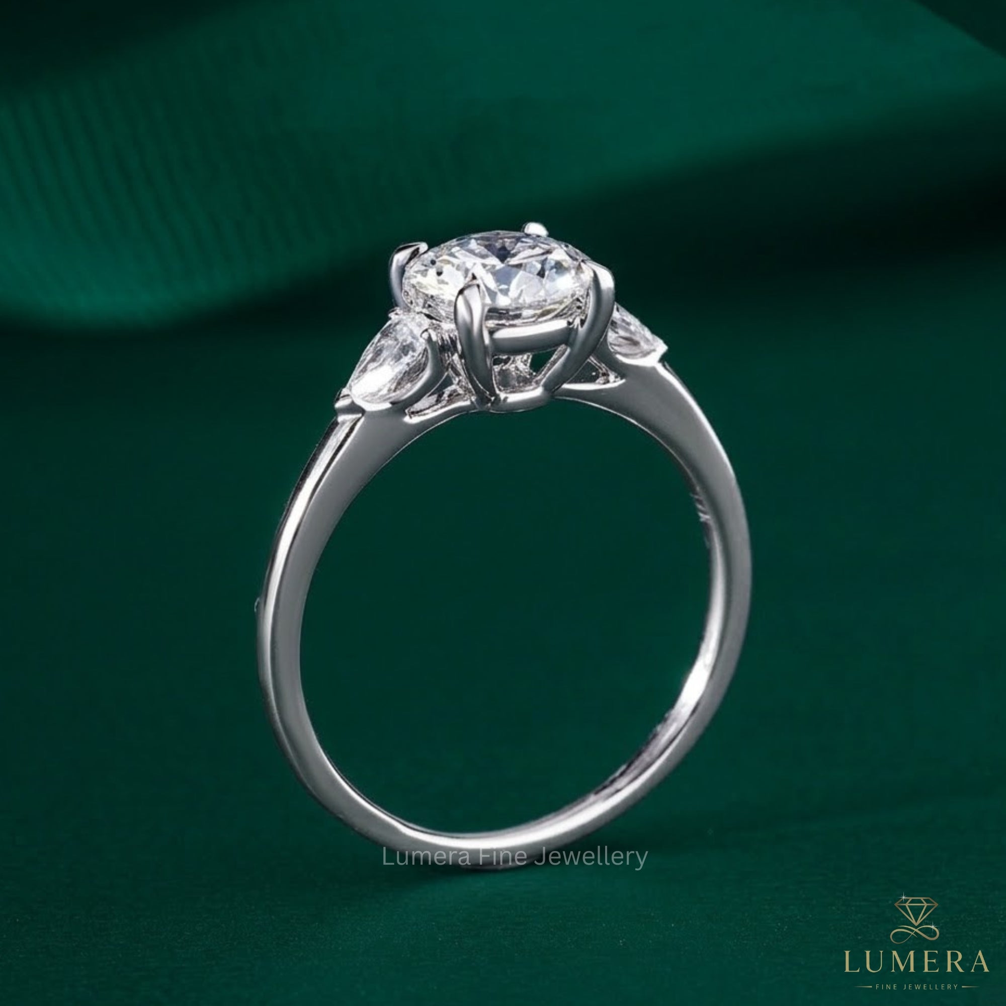 basket setting ring on solid gold ring.
