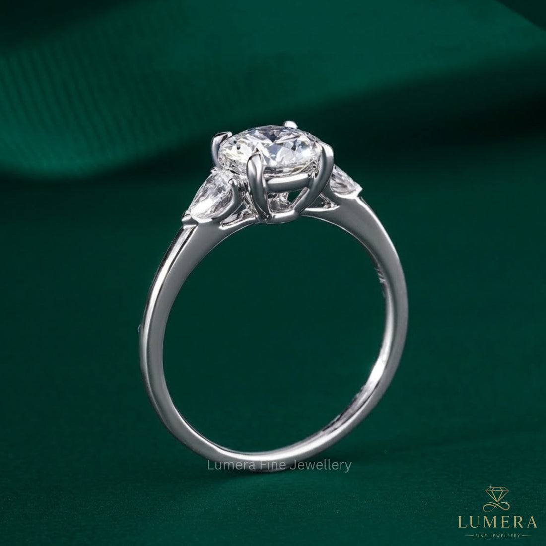 basket setting ring on solid gold ring.
