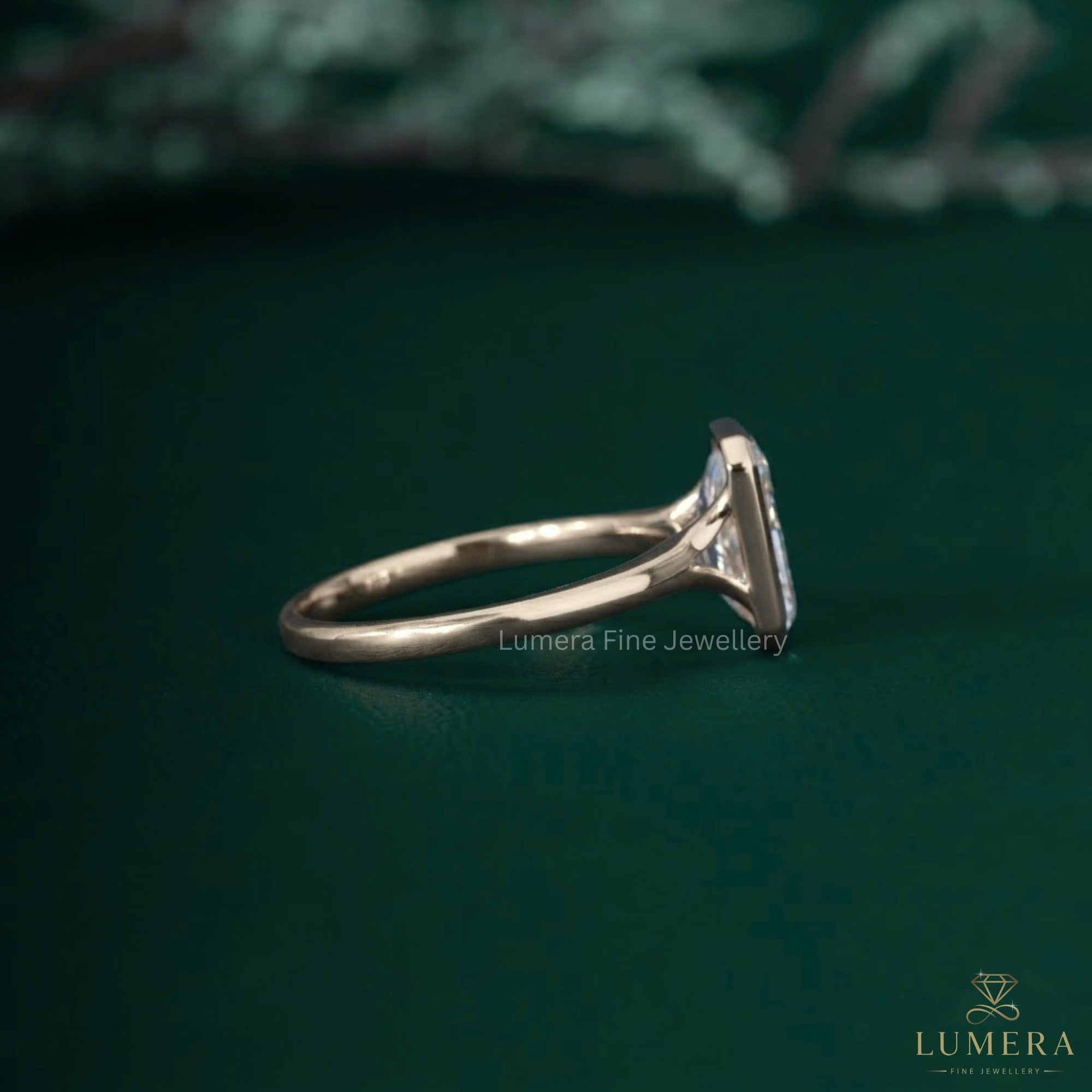 Radiant bezel ring with Bezel setting ring.