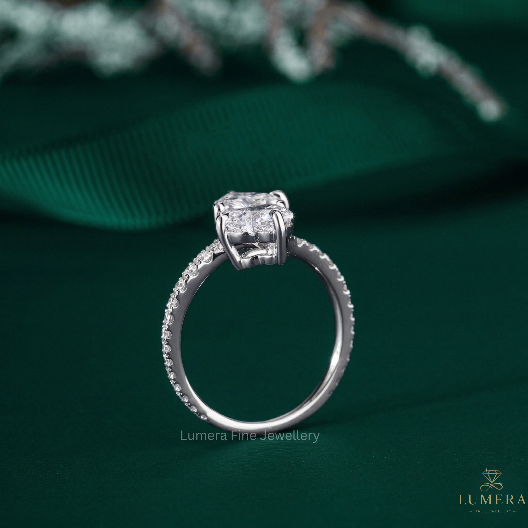 toi et moi ring with open band engagement ring.