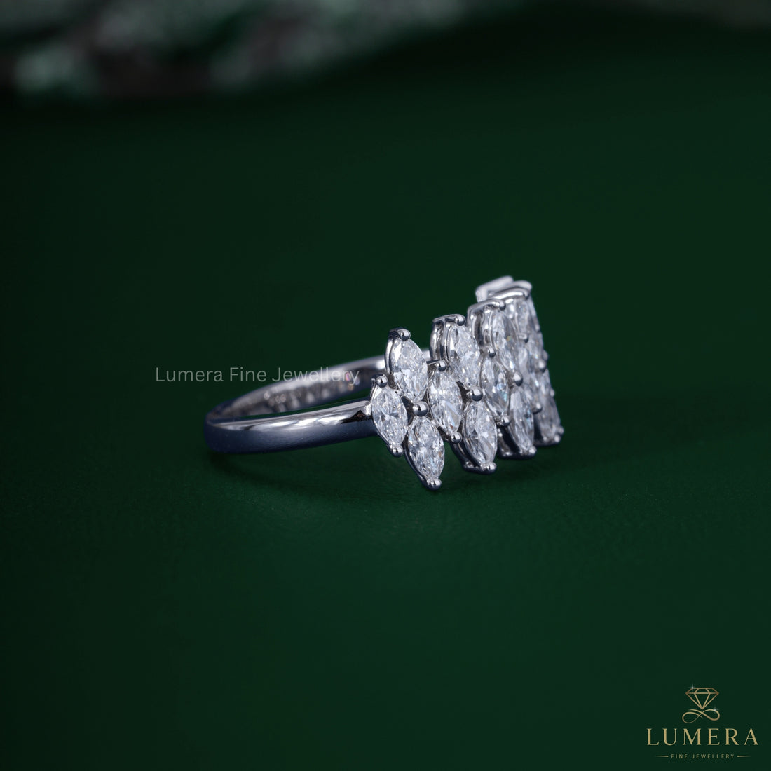 multi row diamond band with marquise wedding band.
