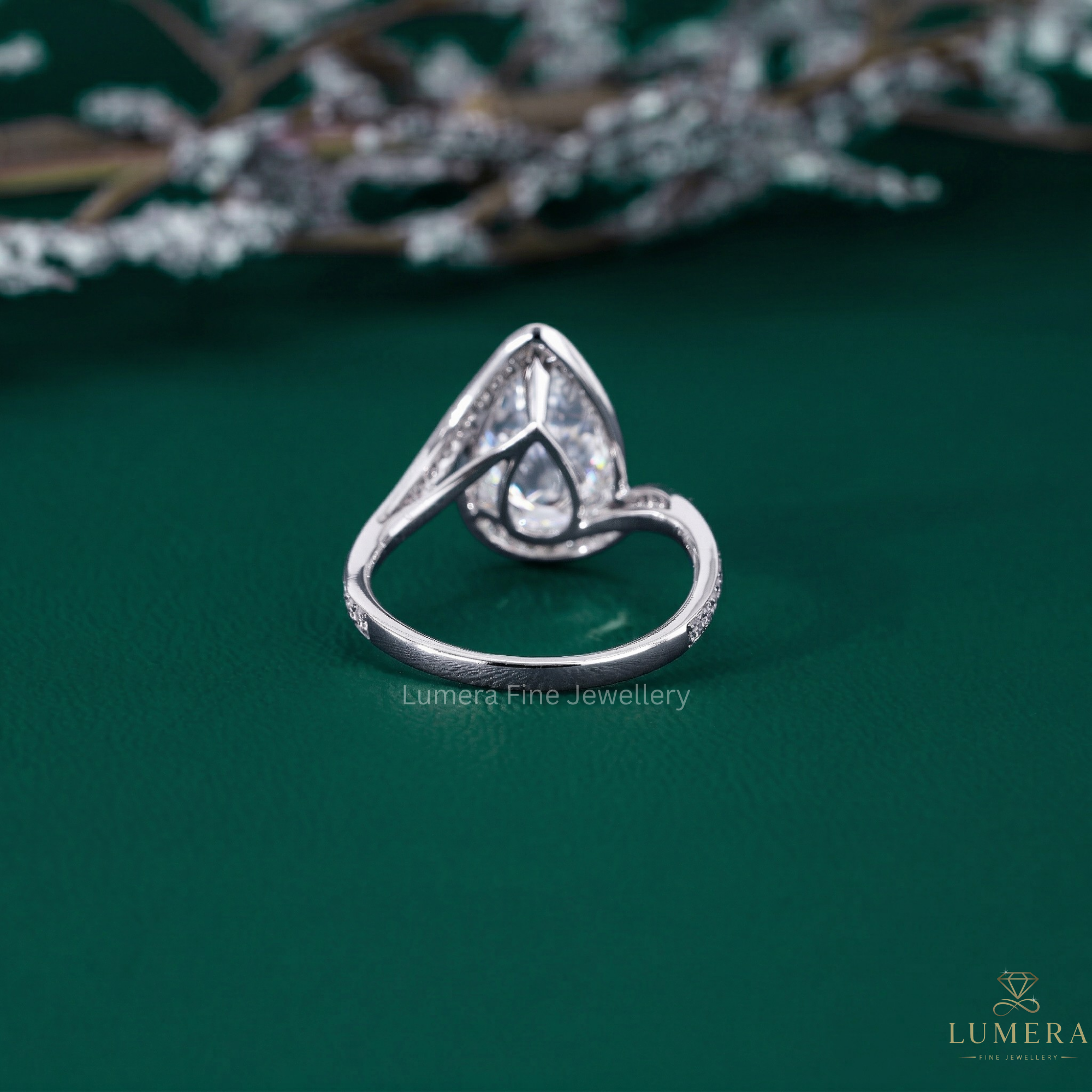 pear engagement ring with pear halo engagement ring.