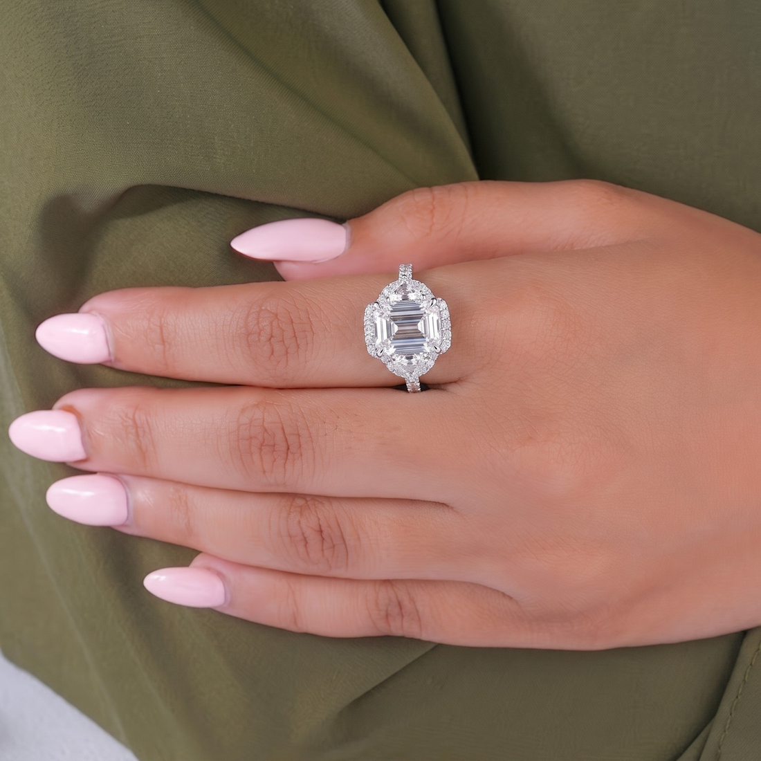 3 stone ring with solid gold ring.
