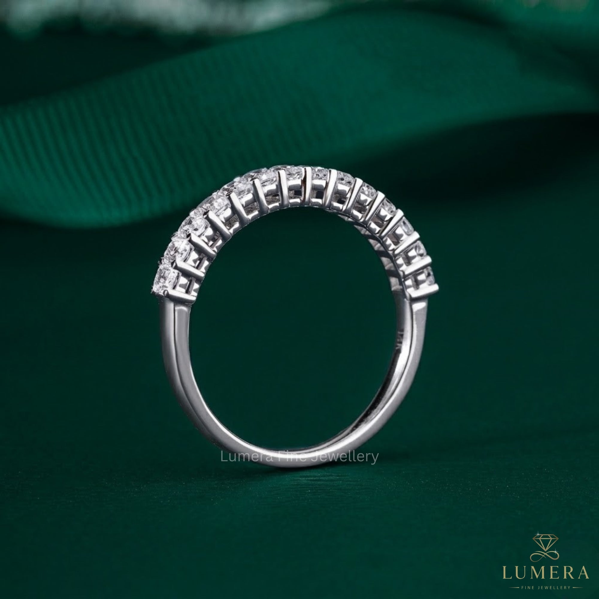 0.80 TCW Radiant Cut Lab Diamond Half Eternity Wedding Band