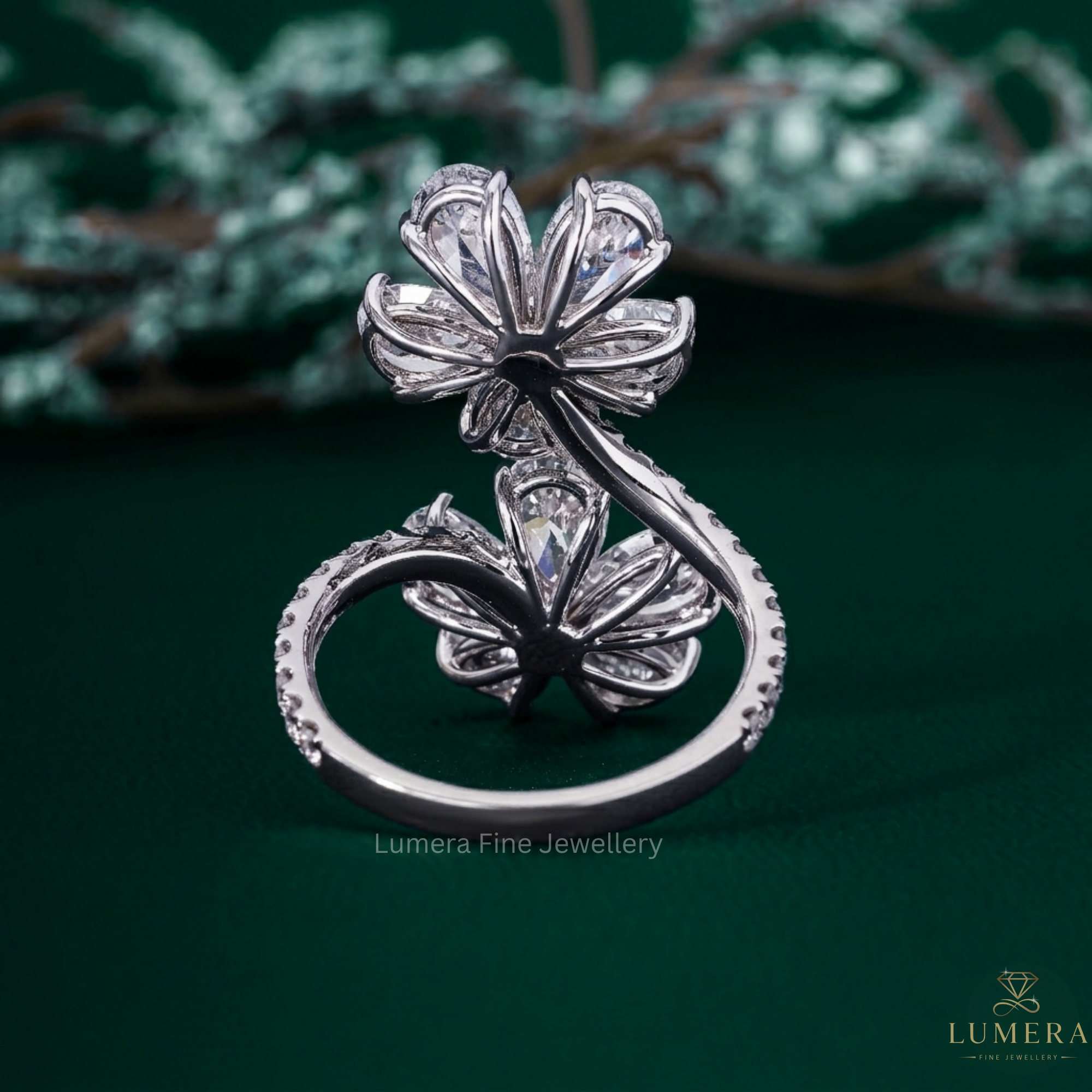 flower shaped engagement ring with nature inspired engagement ring.