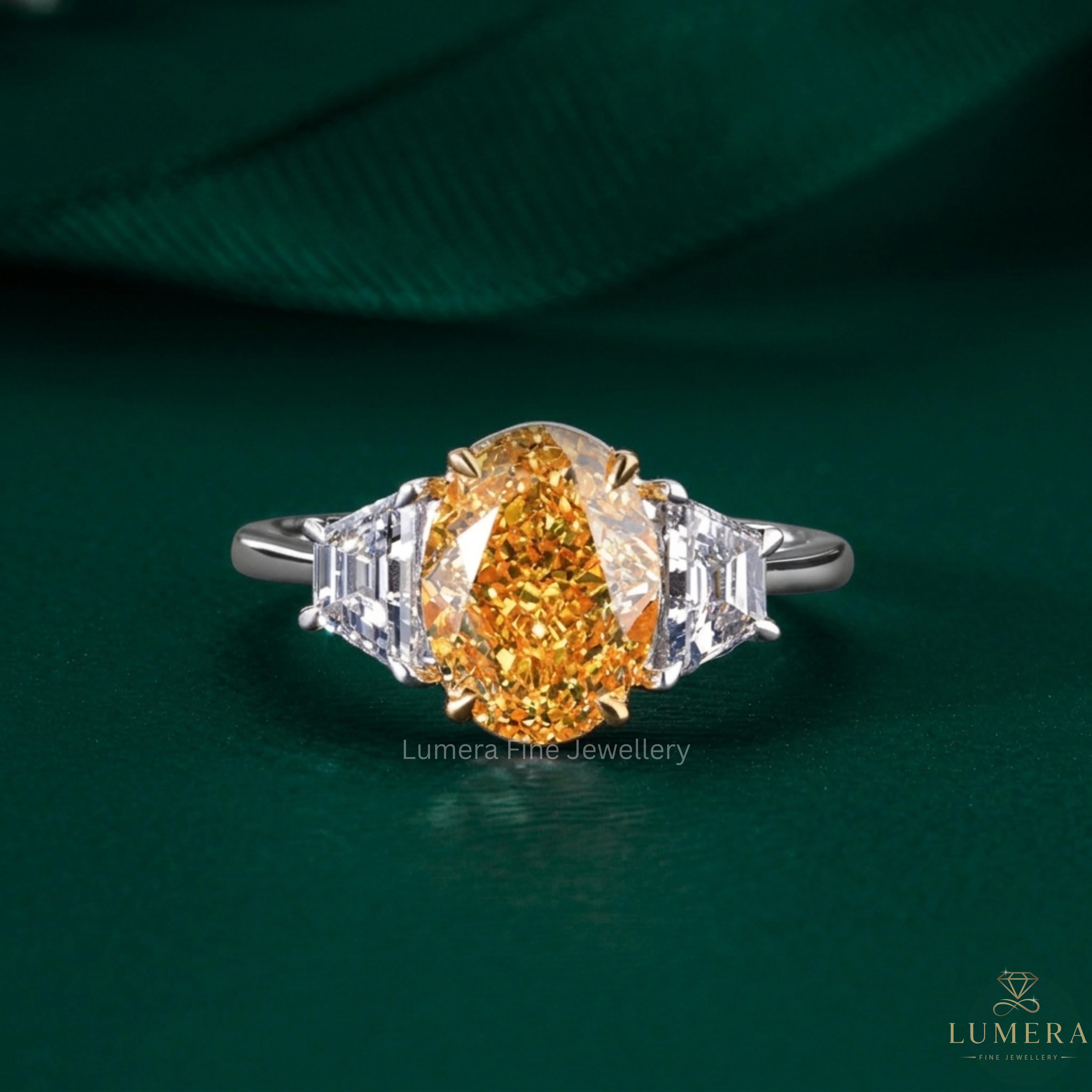 Oval Yellow Diamond Ring with yellow diamond ring.
