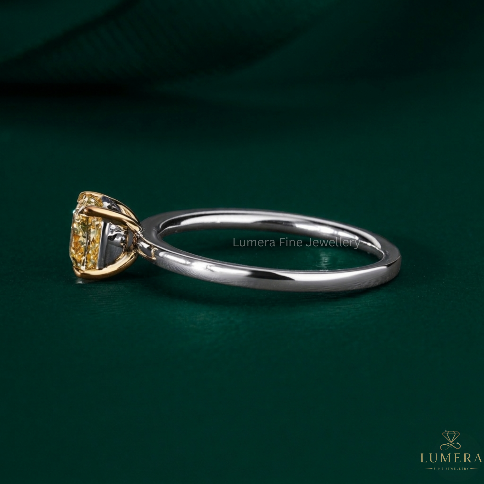 Cushion diamond ring with Yellow diamond solitaire ring.