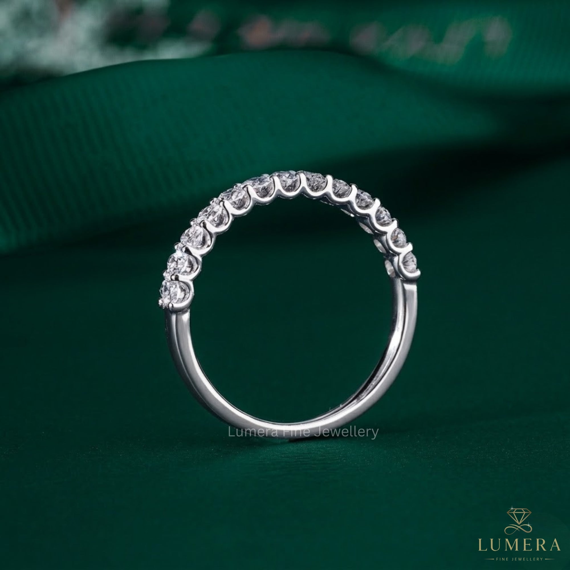 1.15 TCW Oval Cut Lab Grown Diamond Half Eternity Elegant Women Wedding Band