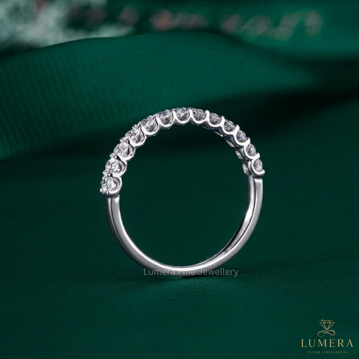 1.15 TCW Oval Cut Lab Grown Diamond Half Eternity Elegant Women Wedding Band