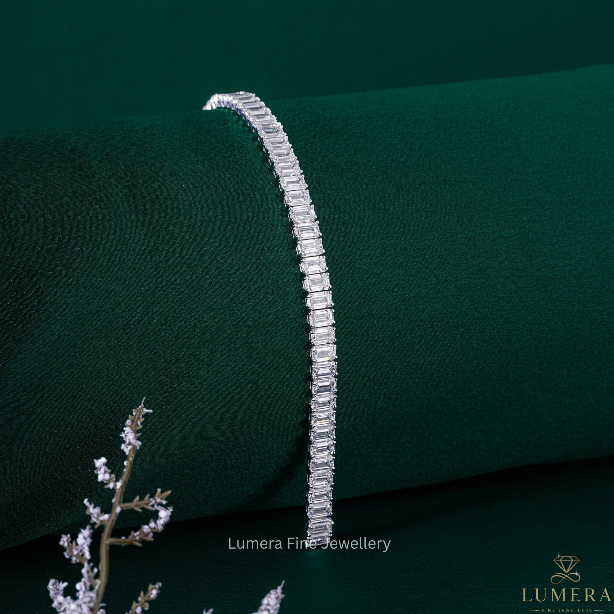 Emerald Cut Lab Grown Diamond Tennis Bracelet
