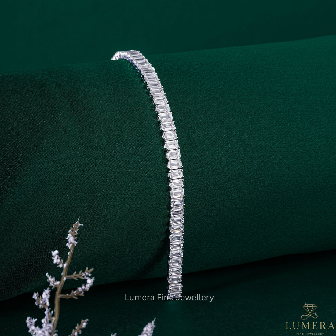Emerald Cut Lab Grown Diamond Tennis Bracelet