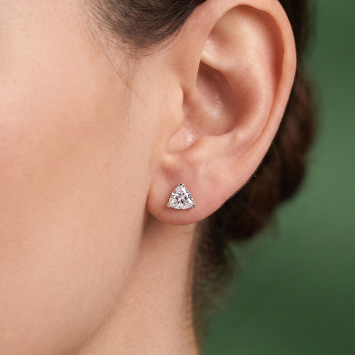 Solitaire Lab Diamond Trillion Cut Earrings